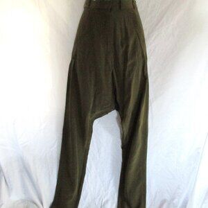 NEW GIVENCHY FRANCE 100% Silk Pegged Trouser Pant 36 OLIVE GREEN Zip